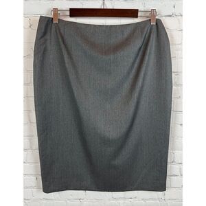 ESCADA gray herringbone wool silk pencil straight classic skirt size 40 (10) NWT